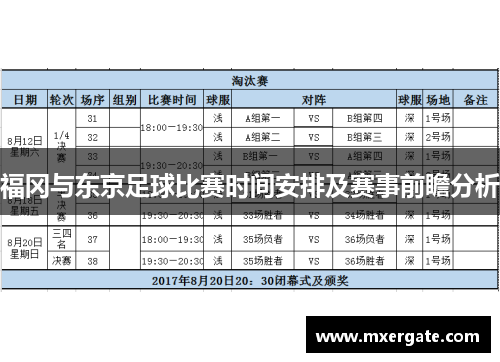 福冈与东京足球比赛时间安排及赛事前瞻分析